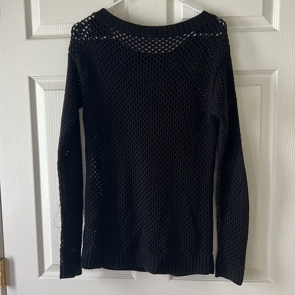 90s/Y2K Alloy Black Open Knit Long Sleeve Sweater Top, Sz Medium - Picture 3 of 10